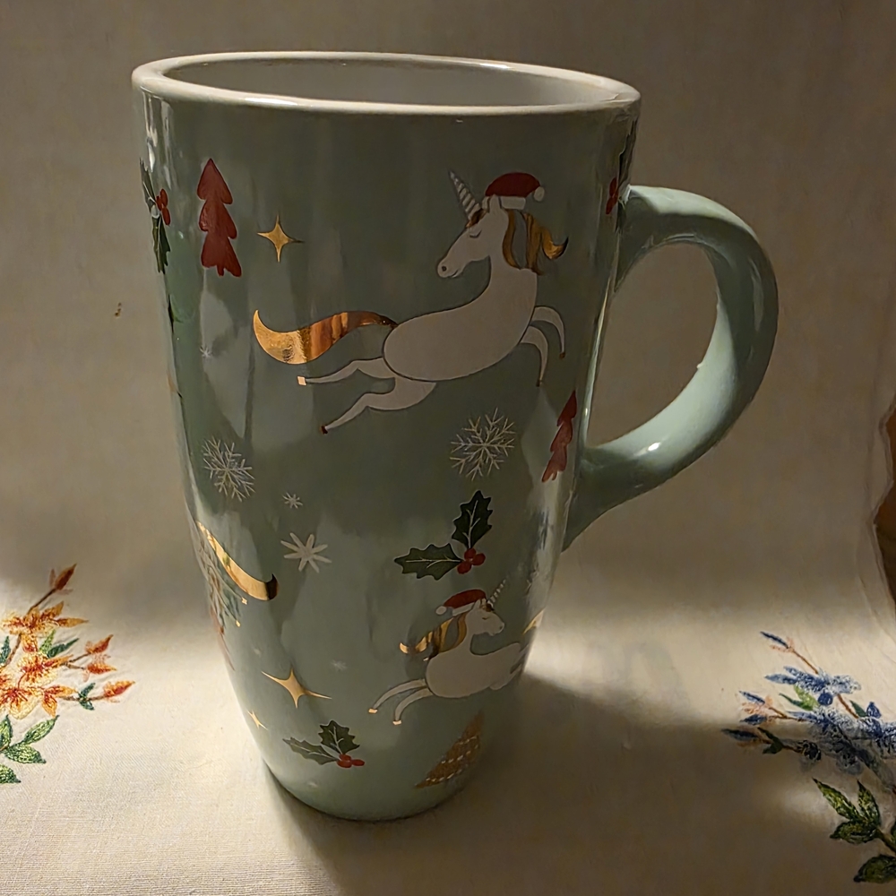 Unicorn Holiday Mug with Gold Accents By Belle Maison